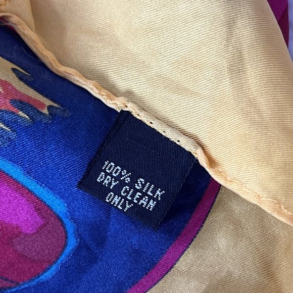 Scarf 100% Silk Colorful Lipsticks 33x35 Vintage 90’s - Picture 3 of 4